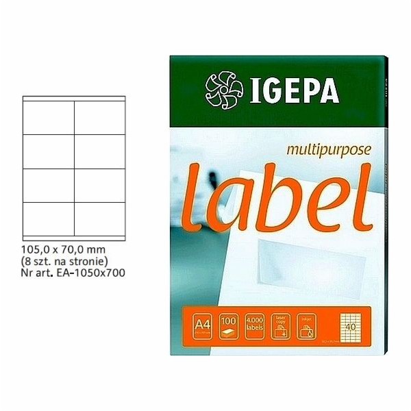 Štítky Biurfol A4 IGEPA 105 x 70,0 mm bílé (100)
