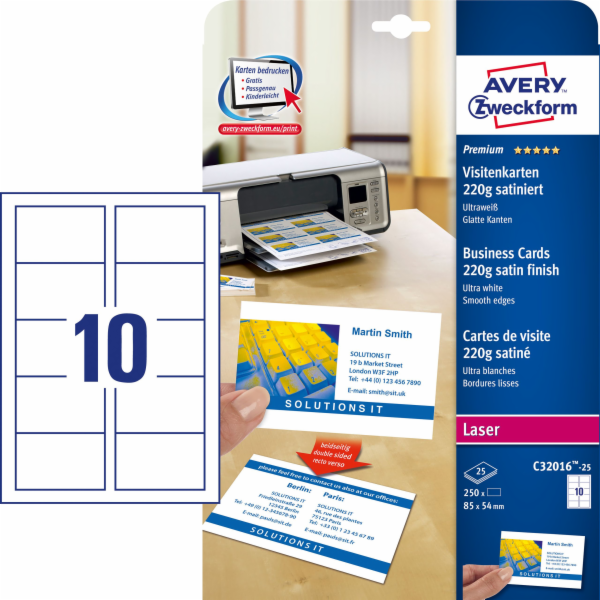 Avery Zweckform SATÉNOVÉ VIZITKY 220 G OBOUSTRANNÉ 85 X 5...