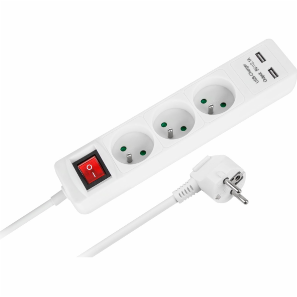 Rebel Rebel Rebel 3 Sockets + 2 USB zásuvky s přepínačem ...