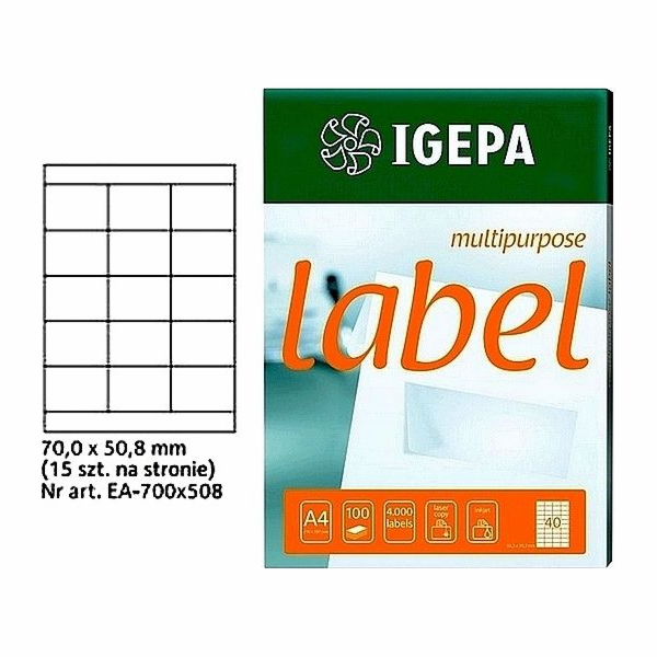 Mondi LABELS A4 IGEPA 70,0 X 50,8 MM BÍLÁ (100)