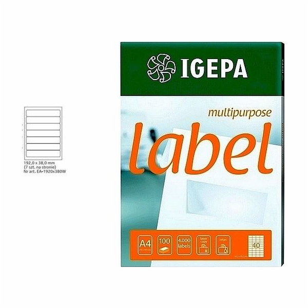 Mondi LABELS A4 IGEPA 192 X 38,0 MM BÍLÁ (100)
