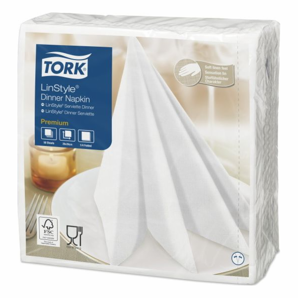 Tork Tork LinStyle - Ubrousky na večeři, prémiové - Bílé
