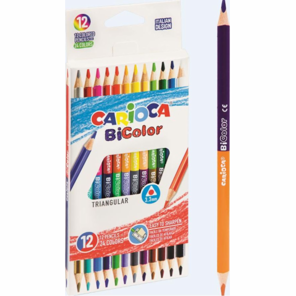 Carioca Trojhranné tužkové pastelky BiColor 12/24 CARIOCA