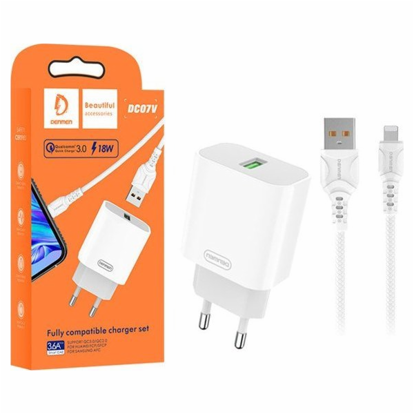 Denmen Charger Denmen DC07 Charger + USB iPhone USB kabel