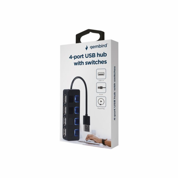 Gembird UHB-U2P4-05 USB 2.0 4-port hub with switches black