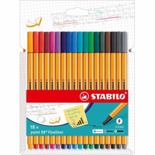 Stabilo Stabilo Point 88 jemných linek, 18 barev