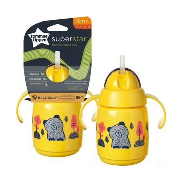 TOMMEE TIPPEE 478313 Superstar Cup se slámou 300 ml 6+ žlutá