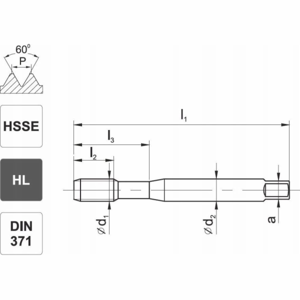 Fanar THREAD M 3 DIN-371B (6H) HSSE HL INOX - C2-118801-0030