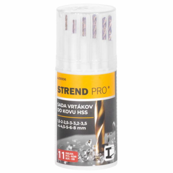 Vrtáky do kovu sada 11 ks (1,5 - 8 mm HSS) Strend Pro