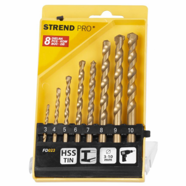 Vrtáky do zdiva sada 8 ks (3 - 10 mm TiN) Strend Pro