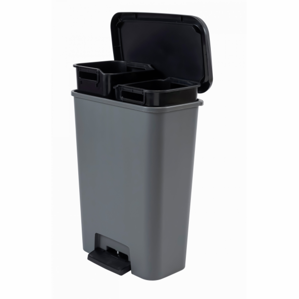 Odpadkový koš CURVER COMPACT DUO, šedý, 46l