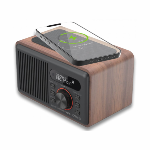 CARNEO W100 Rádio DAB+, FM, BT, Wireless charging, wood