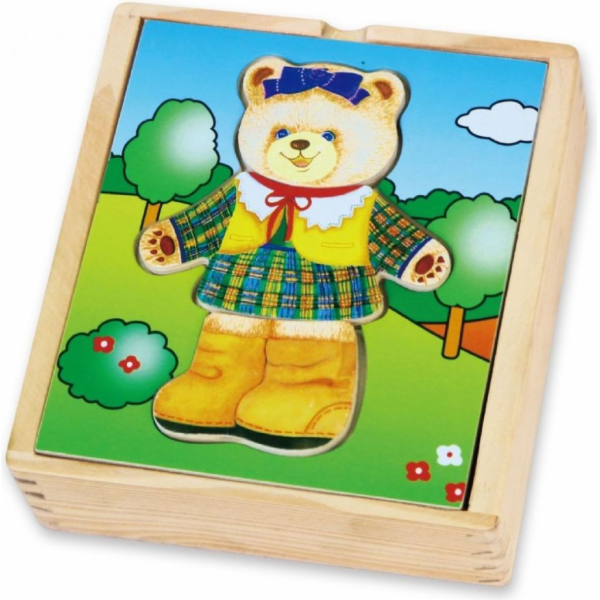 Dřevěné oblékací puzzle Viga Medvídek