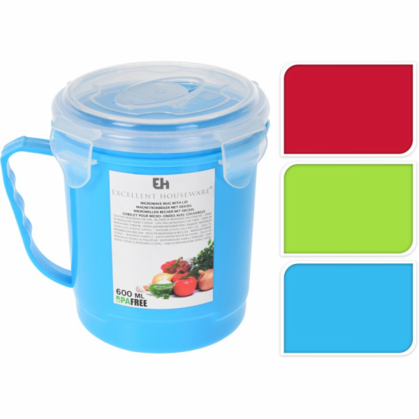 Hrnek do mikrovlnné trouby 600 ml s víčkem a parním ventilem