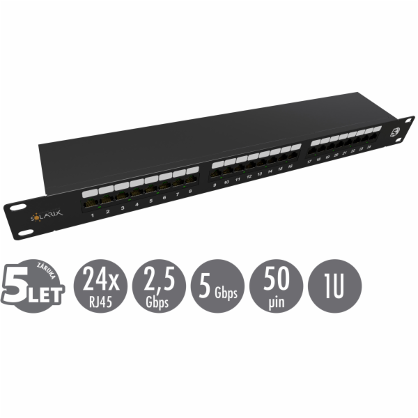 19" patch panel Solarix 24 x RJ45 CAT5E STP 1U SX24-5E-ST...