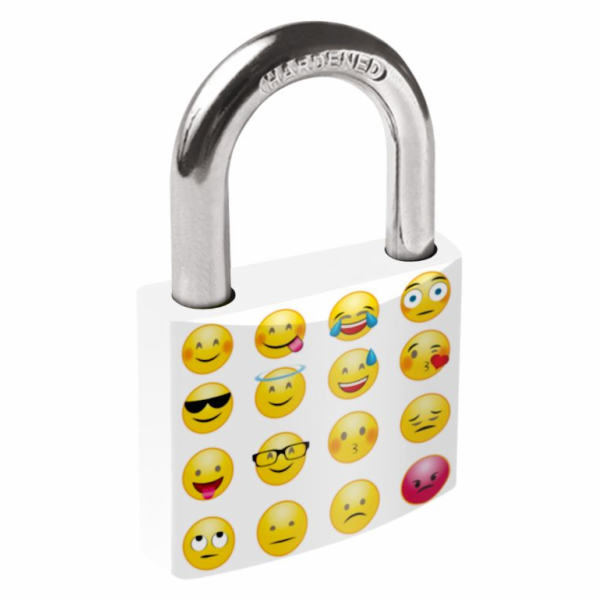 Zámek visací 40 mm dekor Tokoz Emoji (3 klíče)