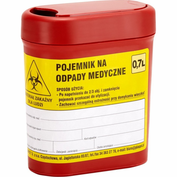 Kontejner ActiveShop Medical Waste 0,7 l červená