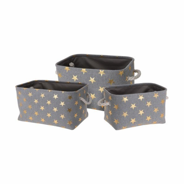 Úložné koše Home Styling Collection STARS, 3 velikosti, šedé
