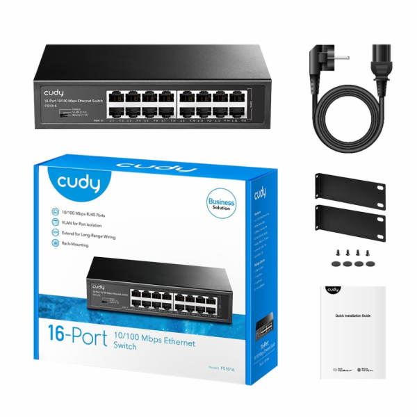 Cudy FS1016 síťový přepínač Fast Ethernet (10/100) Černá
