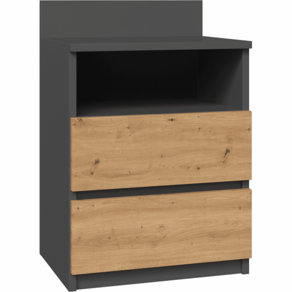 Topeshop MALWA M1 NOČNÍ SKŘÍŇKA - ANTRACIT / UMELSKÝ DUB