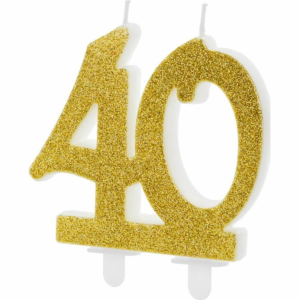 Party Deco 40. narozeninová svíčka se zlatými třpytkami -...