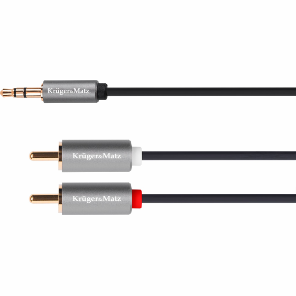 Kruger&Matz Jack 3,5mm - RCA (Cinch) kabel x2 10m stříbrn...