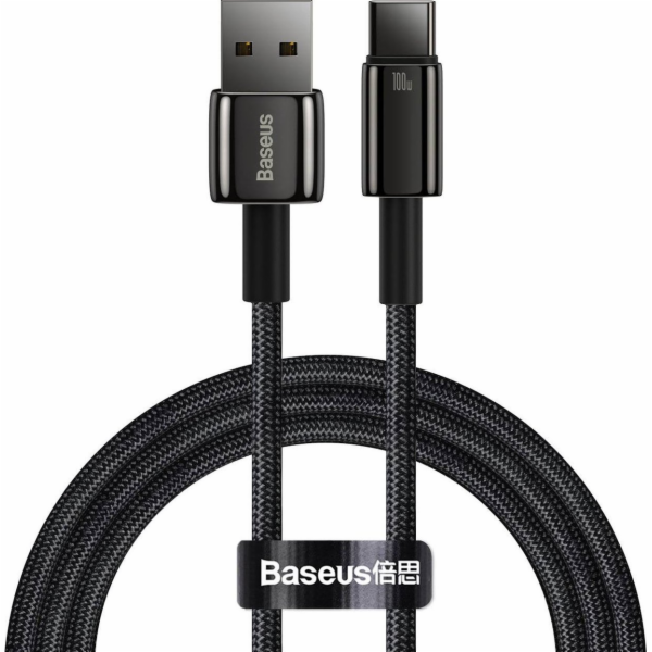 Kabel Baseus Tungsten Gold USB na USB-C, 100W, 1m (černý)