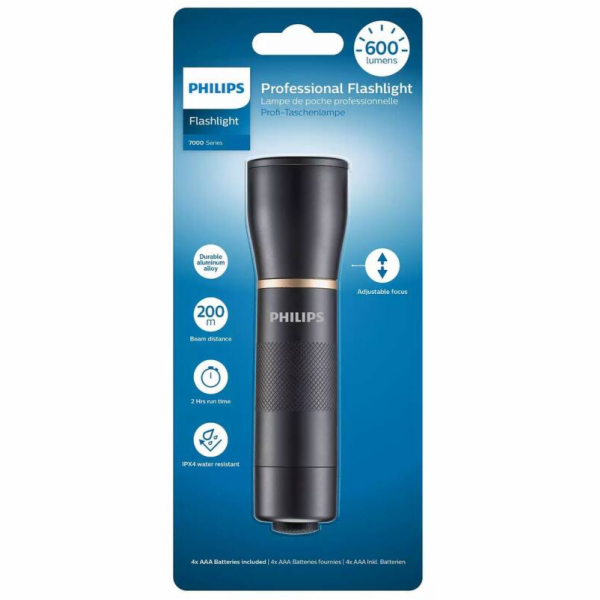 Philips Flashlight LED Taschenlampe 600 Lumen IPX4