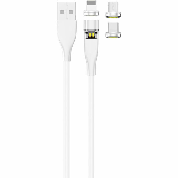 USB 2GO USB-A - USB-C + micro-B + Lightning kabel Bílá (7...