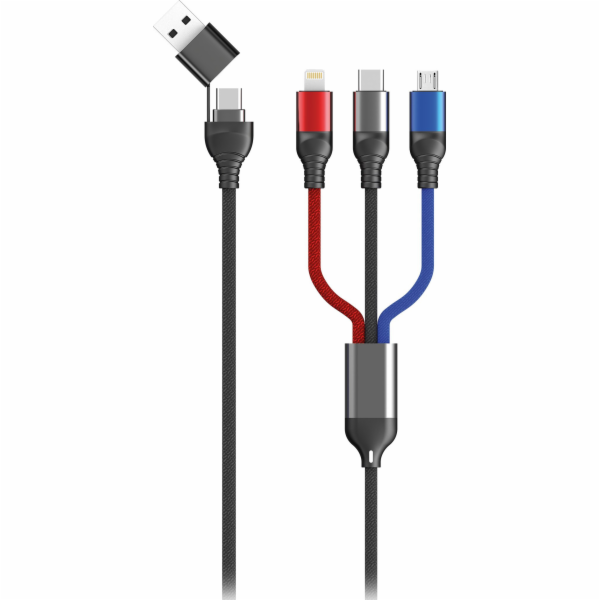 USB kabel 2GO USB-A + USB-C - USB-C + microUSB + Lightnin...