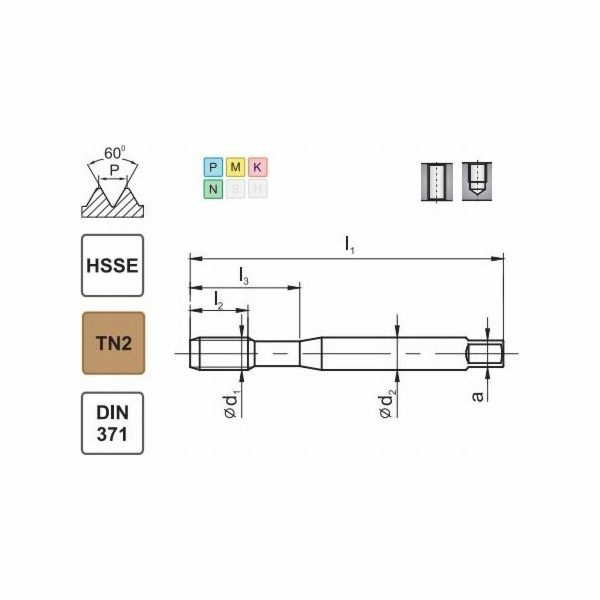Fanar THREAD M 8 DIN-371C (6H) HSSE TN 800X