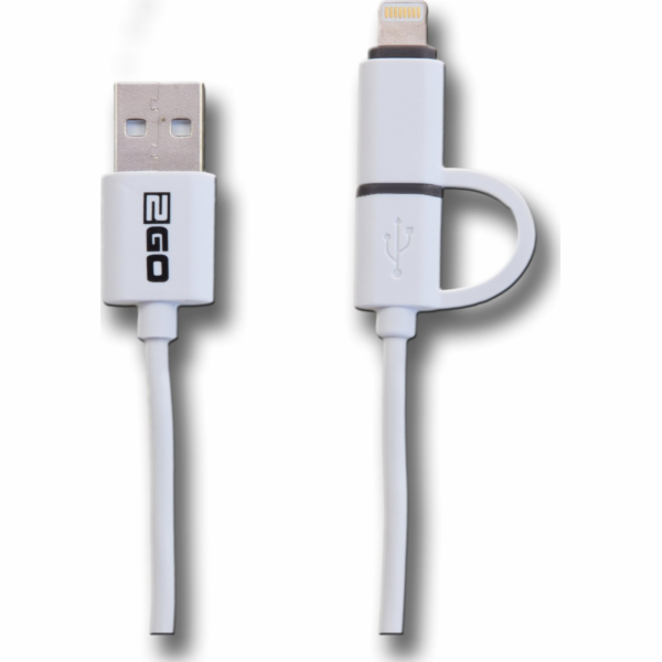 USB 2GO USB-A - microUSB + Lightning kabel 1 m Bílá (795637)