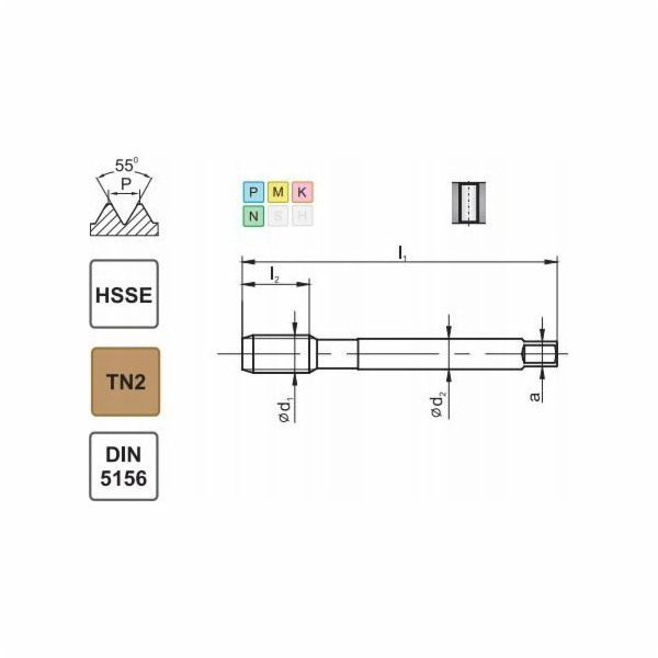 Fanar THREAD G 1/8 DIN-5156B HSSE TIN 800X