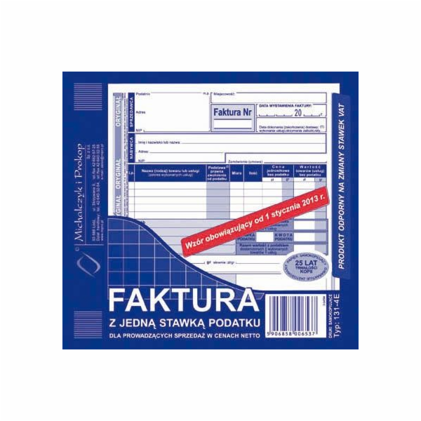 Herlitz ČISTÁ FAKTURA (1 SAZBA DPH) 2/3 A5 (O+1K)