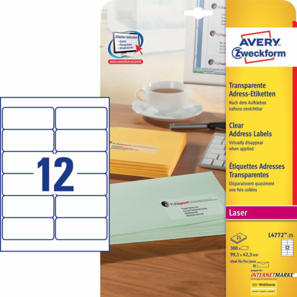 Avery Zweckform transparentní adresní štítky 99,1 x 42,3 ...