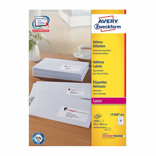 Avery Zweckform LABEL ZF 7160 63,5X38,1 100 LISTŮ/2100 LA...