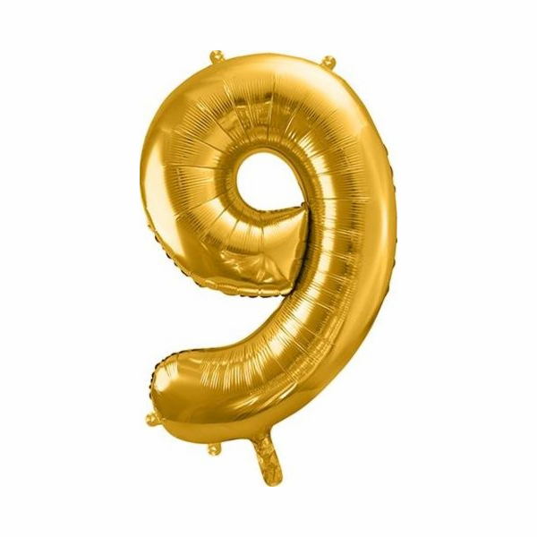 Party Deco Foil balónek Číslo 9, 86cm, univerzální zlatý