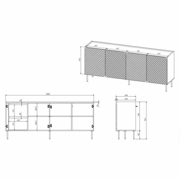 4D2SZ Komoda ONDA 200x45xH85 zelená