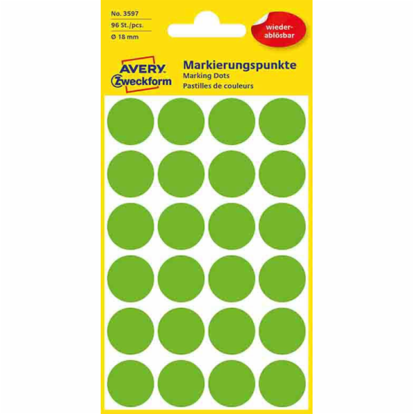 Avery Zweckform ETYK.ZF 3597 DEMONTÁŽ ZAZN KOLA ZELENÁ - ...