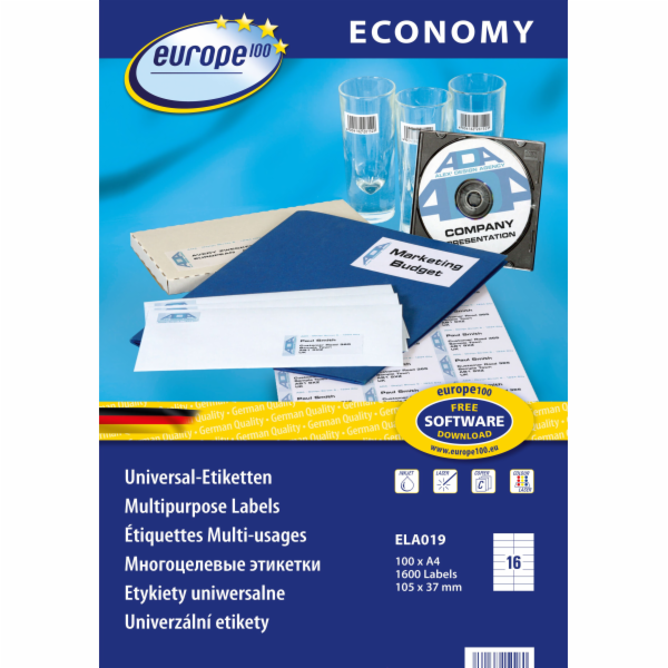 Avery Zweckform LABELS A4 od AVERY ECONOMY 105 X 37 MM 16...