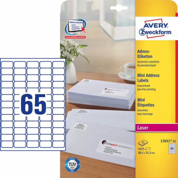 Adresní štítky Avery Zweckform na obálky 38,1 x 21,2 mm (...