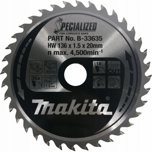 Makita  KRUHOVÁ PILA 136x20x36z SPECIALIZED WOOD