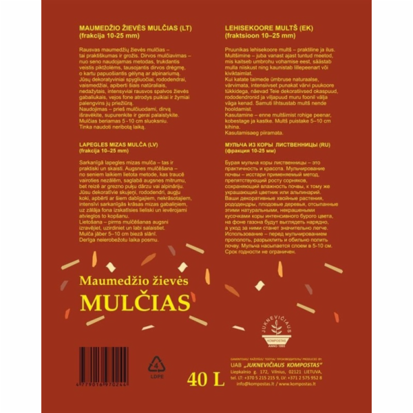 Mulč z modřínové kůry Juknevičius, 40 l