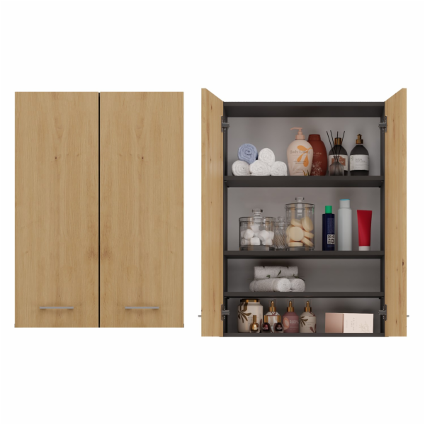Topeshop POLA MINI DD ANT/ART koupelnový doplněk Grafit, Dub