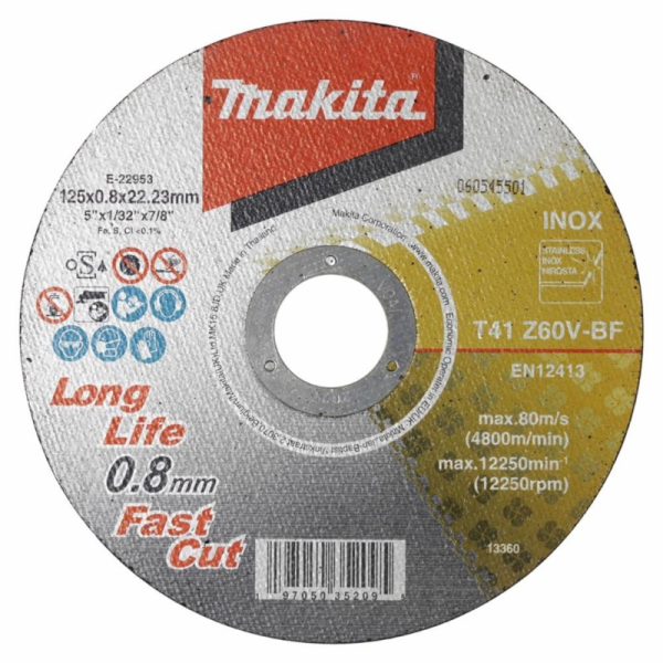Nerezový řezací kotouč Makita 125X0,8x22mm