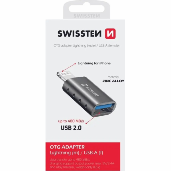 Swissten otg adapter lightning(m)/usb-a(f)