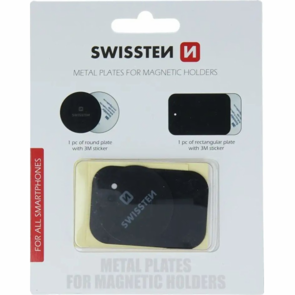 Swissten set kovový lepící štítek a podložka k magnetický...