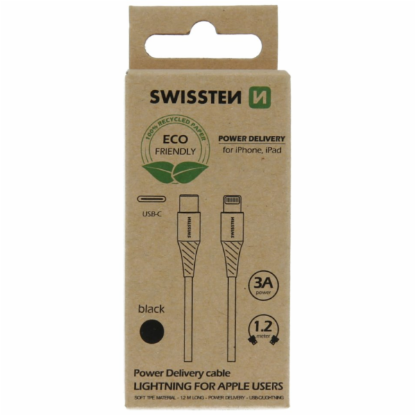 Swissten datový kabelusb-c/lightning černý 1,2m  (eco bal...
