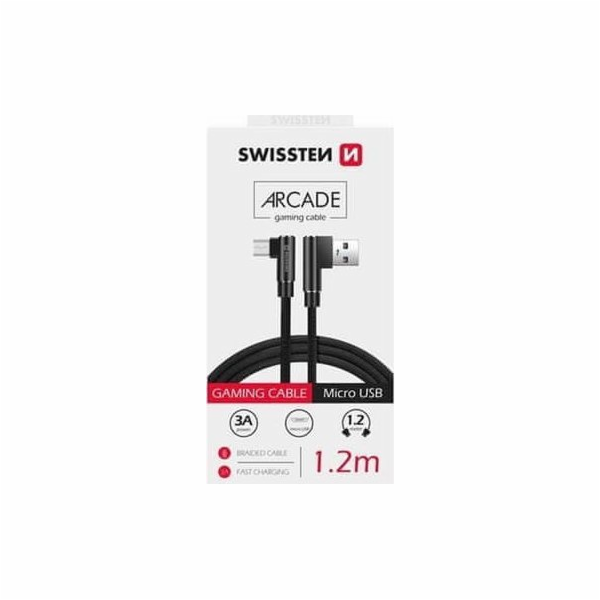 Swissten textilní datový kabel arcade usb / micro usb 1,2...