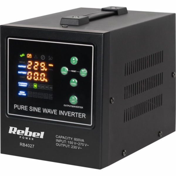 Zdroj záložní REBEL POWER-800-LFP4 12V 230V 800VA 500W Black